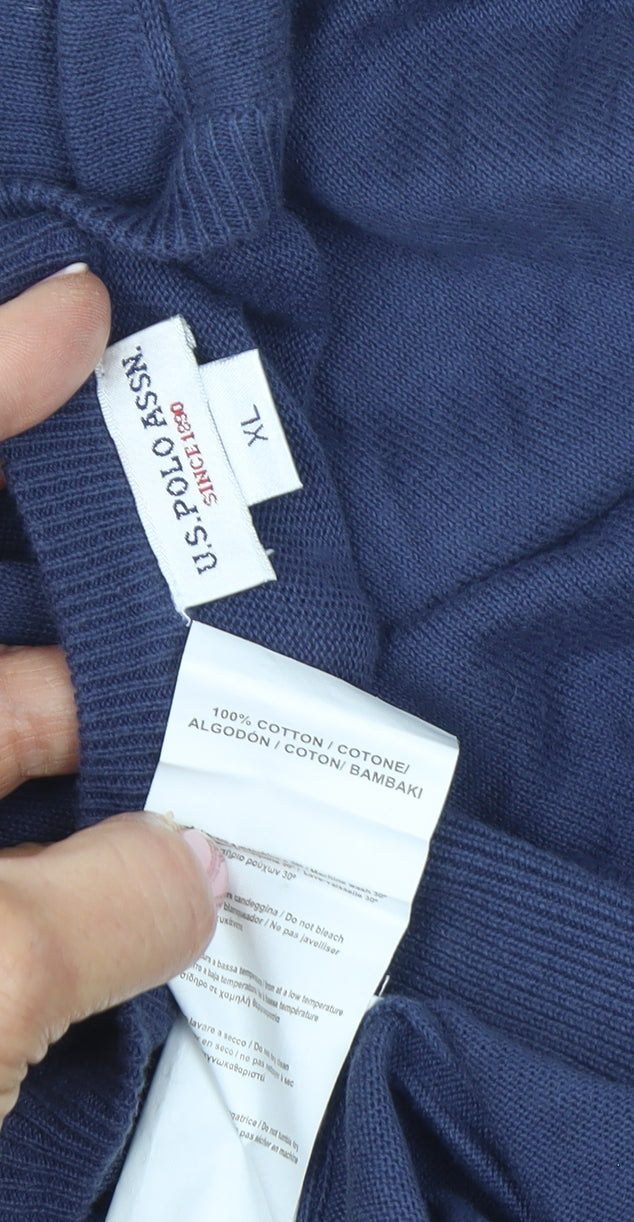 U.S. Polo Assn. Men’s Blue Cotton V-Neck Pullover Jumper XL