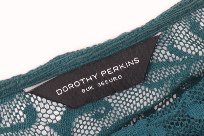 Womens UK Size 8 Dorothy Perkins Green Peplum Blouse