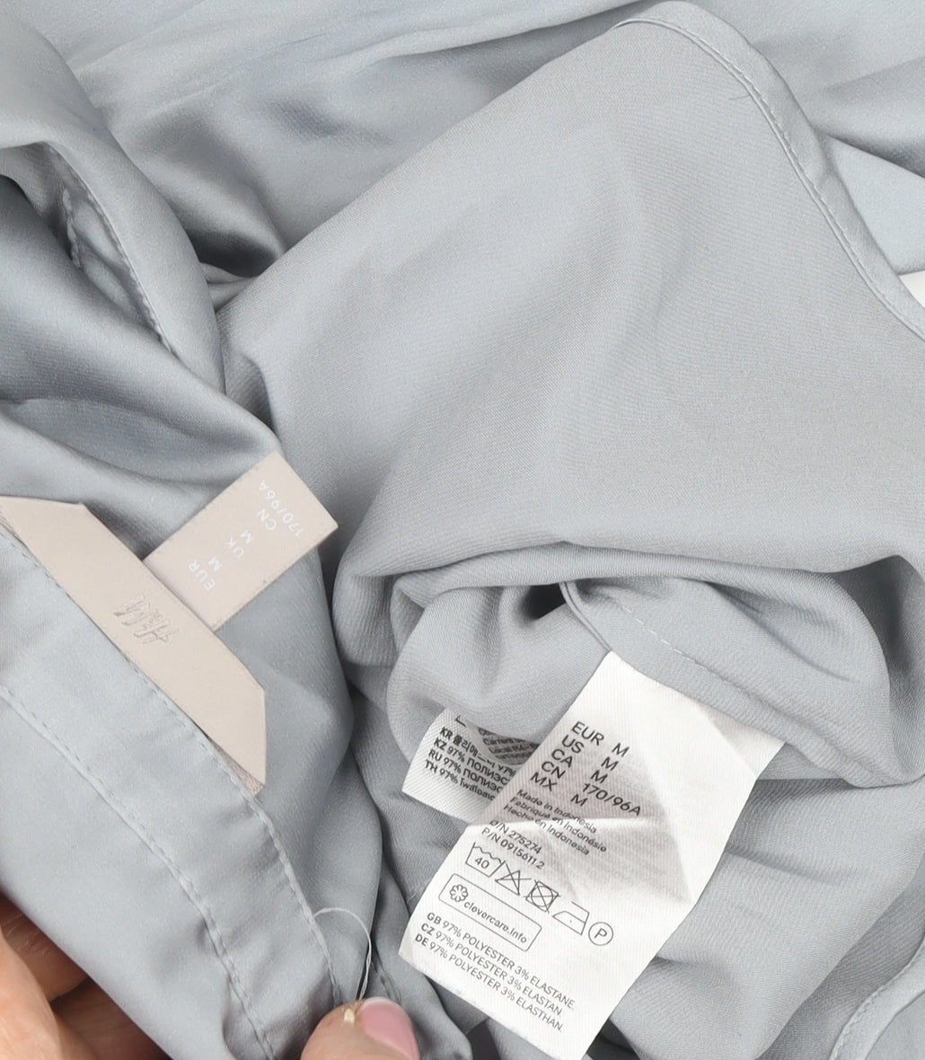 Womens UK Size M H&M Grey Basic Button-Up