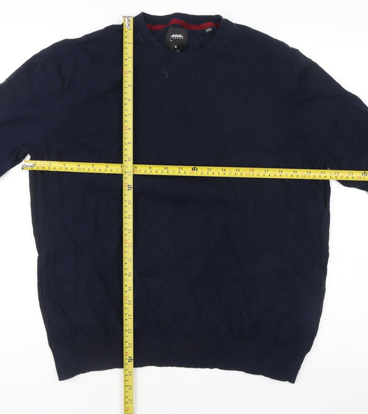 Burton Menswear Men’s Blue XL Cotton Crew Neck Pullover Jumper