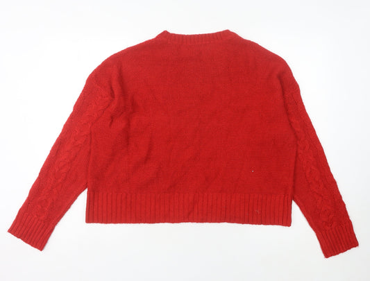 Womens UK Size L New Look Red Pullover Jumper