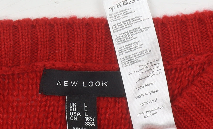 Womens UK Size L New Look Red Pullover Jumper