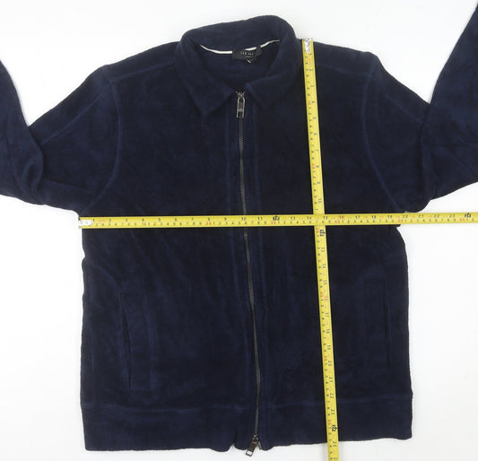 Ted Baker Men's Blue M Full Zip Collared Fleece Sweatshirt