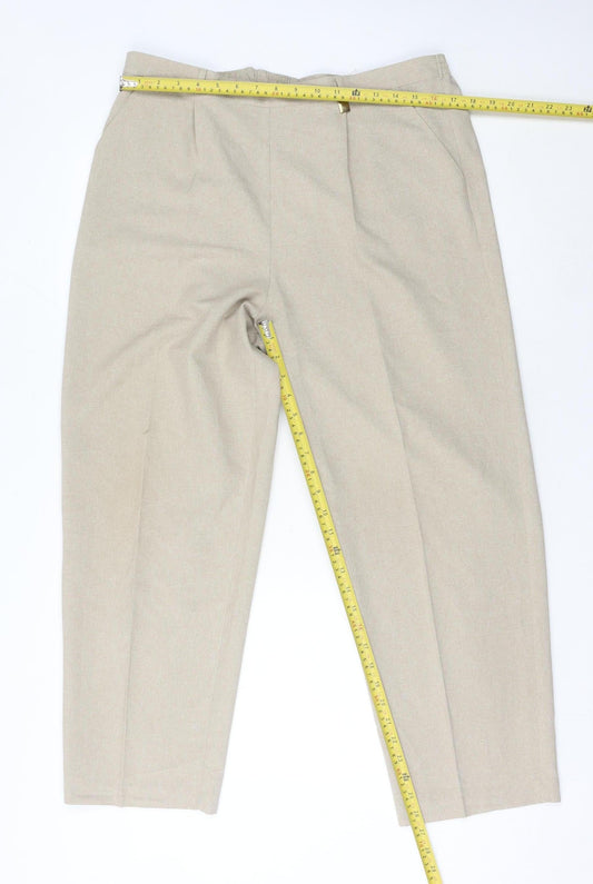 Classics Women’s Beige Linen Blend Straight Trousers Size 18