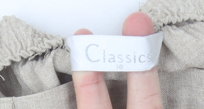 Classics Women’s Beige Linen Blend Straight Trousers Size 18