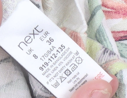 Next Women’s Multicoloured Floral Shift Dress Size 8 Linen Blend