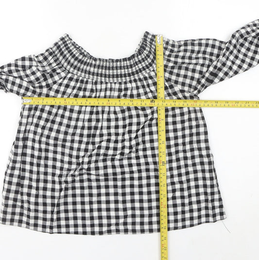 Womens UK Size 12 New Look Black Peasant Blouse
