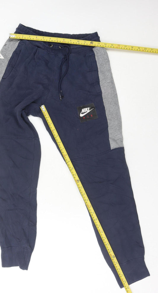 Nike Men's Blue Jogger Trousers S Regular Fit Cotton Blend