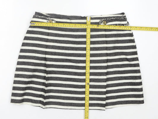 Miss Selfridge Women’s Black Striped A-Line Short Skirt Size 14