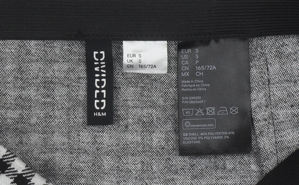 H&M Women Black Check Knee Length Straight Skirt Size S