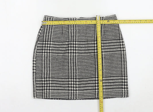 H&M Women’s Black Check Tweed Short Pencil Skirt Size 8 High Rise