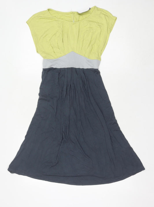 Autonomy Women’s Green Grey Black Colourblock A-Line Dress Size 12