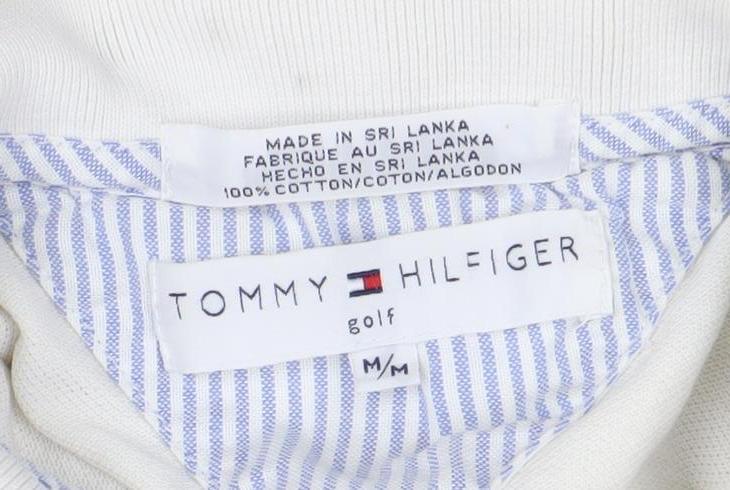 Tommy Hilfiger Men's Ivory Golf Polo Shirt M Embroidered Logo