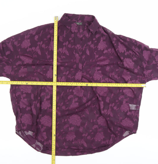 Womens UK Size 8 French Connection Purple Basic Button-Up