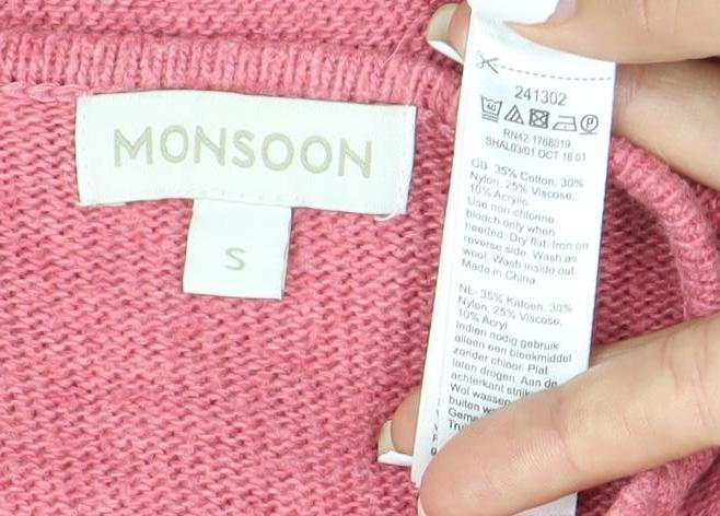 Womens UK Size S Monsoon Pink Tunic Jumper