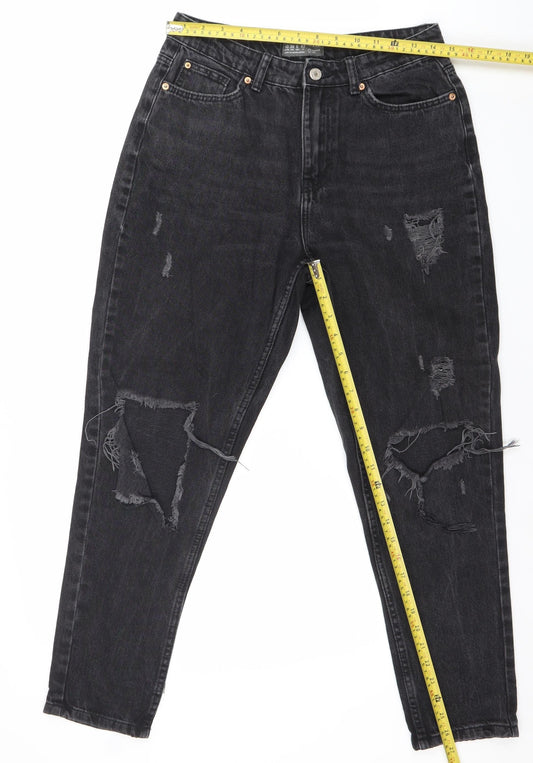 Primark Women’s Black Distressed Mom Jeans Size 10 Regular Fit