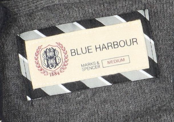 Marks and Spencer Men’s Blue Full Zip Chunky Knit Mock Neck Jumper M