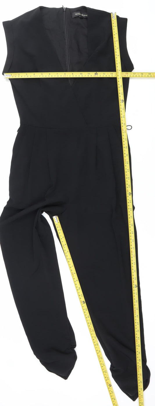 River Island Women’s Black Sleeveless Jumpsuit Size 8 Party Straight Leg