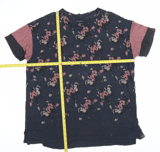 AllSaints Women's Multicoloured Floral T-Shirt L Viscose Wool