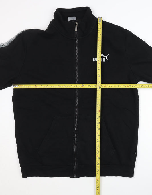 Puma Men’s Black Track Jacket L Full Zip Sportswear Cotton Blend