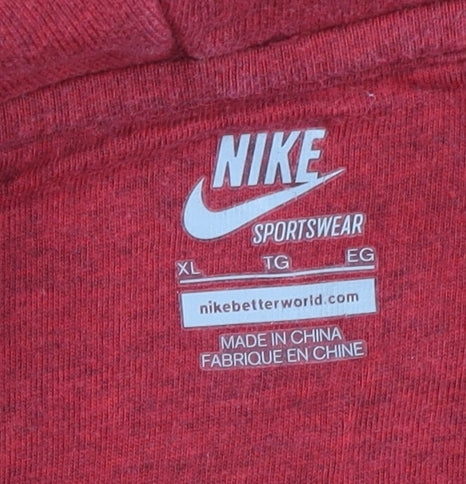 Nike Women's Red XL Pullover Hoodie 1/2 Zip Cotton Sportswear