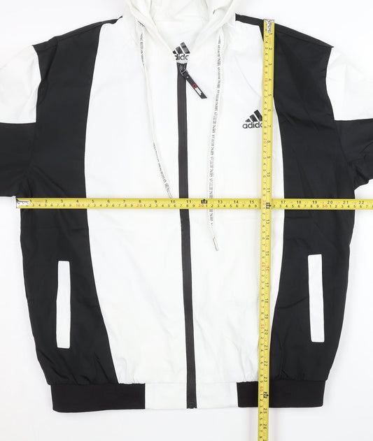 Adidas Men's Black & White Windbreaker Jacket L Colourblock Lightweight