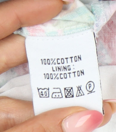 Alice Collins Womens Multicoloured Floral Shift Dress Size 8 Knee Length Cotton