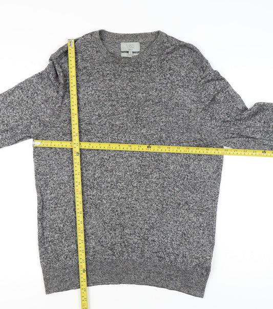 Marks and Spencer Men's Grey M Crew Neck Cotton Blend Jumper