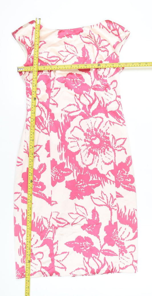 Coast Women's Pink Floral Sheath Knee Length Dress UK 10