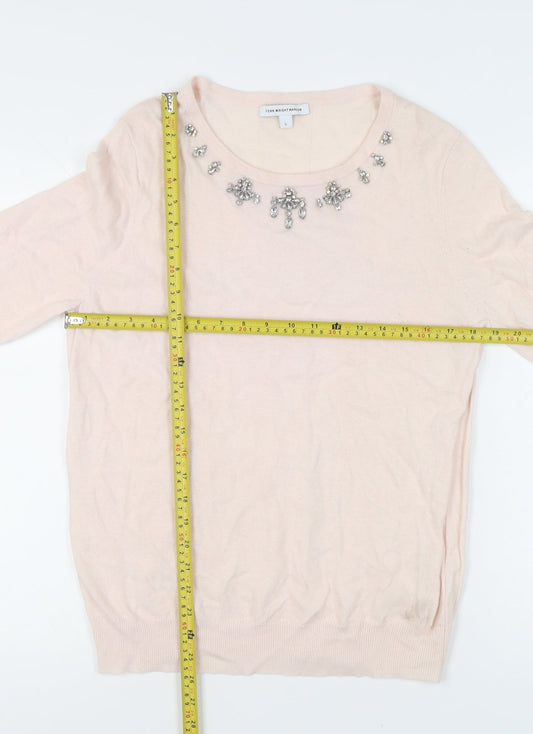 Fenn Wright Manson Women's Pink Jewel Neck Long Sleeve Jumper L