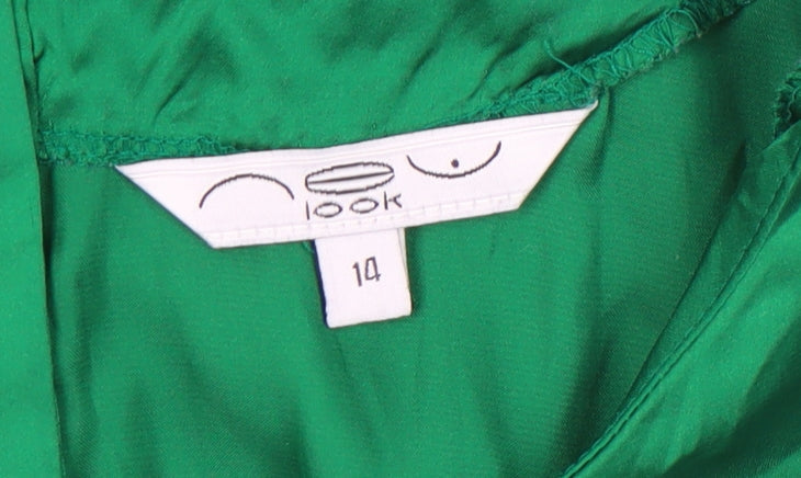 New Look Women’s Green Satin Sleeveless Scoop Neck Blouse Size 14