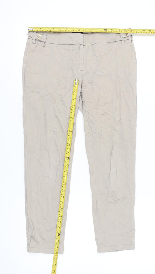 Womens UK Size 10 Warehouse Slim Fit Chino Beige Trousers