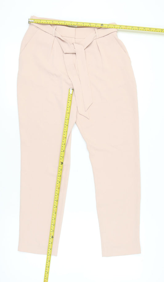 Womens UK Size 10 Eastex Regular Fit Paperbag Beige Trousers