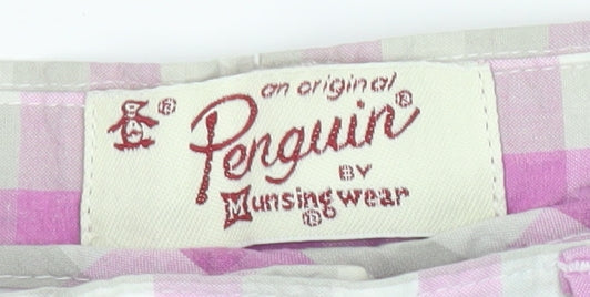 Original Penguin Men's Pink Check Chino Shorts Size 36 Cotton Regular Fit