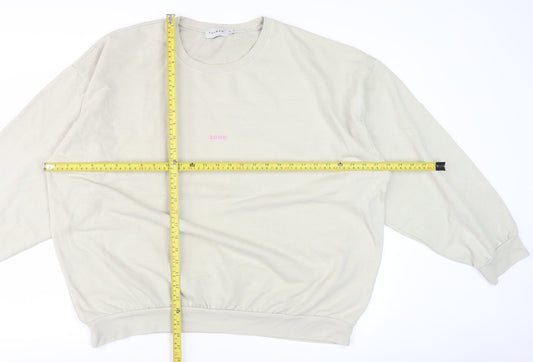 Topman Men’s Beige Soho Logo Sweatshirt L Regular Fit Crew Neck