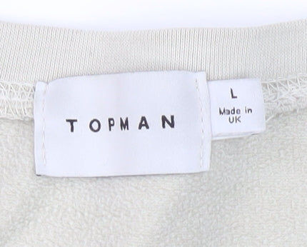 Topman Men’s Beige Soho Logo Sweatshirt L Regular Fit Crew Neck