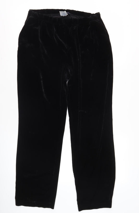 Womens UK Size 6-8 Lands' End Regular Fit Casual Black Trousers