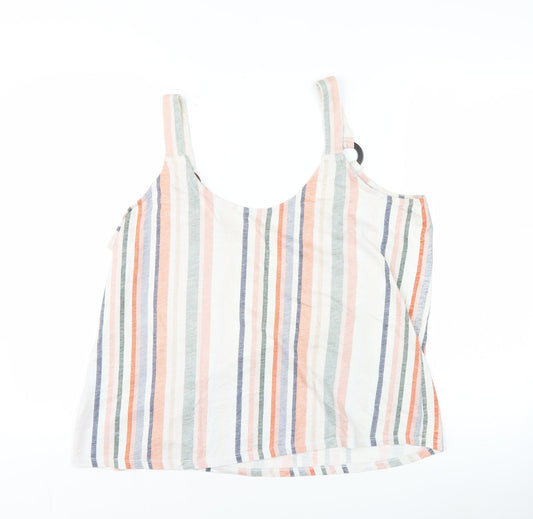 M&Co Women’s Multicoloured Striped Cotton Tank Top Size 16