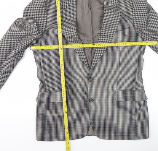 Jaeger Men's Grey Check Wool Blazer Jacket 50R Regular Fit