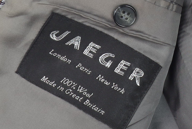 Jaeger Men's Grey Check Wool Blazer Jacket 50R Regular Fit