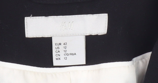 H&M Women’s Black Blazer Size 14 Regular Fit Single-Breasted Notch Lapel