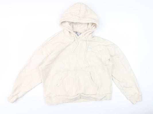 Additional front view of Adidas Women’s Ivory Pullover Hoodie, size UK 10, Floral Graphic Logo