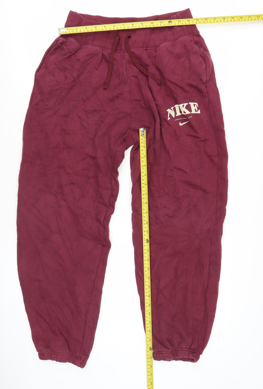Nike Men's Red Fleece Jogger Trousers Size S Regular Fit Autumn Winter