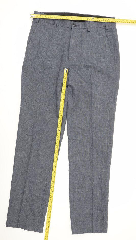 Marks and Spencer Men's Grey Regular Fit Chambray Trousers 32x33