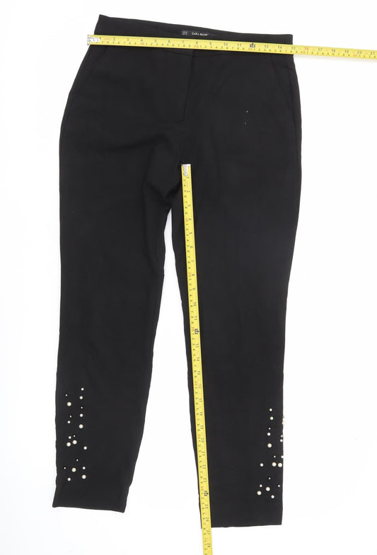 Zara Basic Women’s Black XS Skinny Trousers Beaded Ankle Autumn Winter