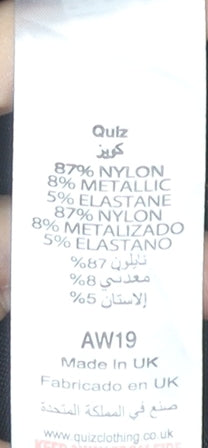 Quiz Women’s Black Sequin V-Neck Bell Sleeve Tunic Blouse Size 16