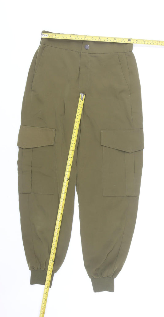 Womens UK Size XS Zara Regular Fit Cargo Green Trousers