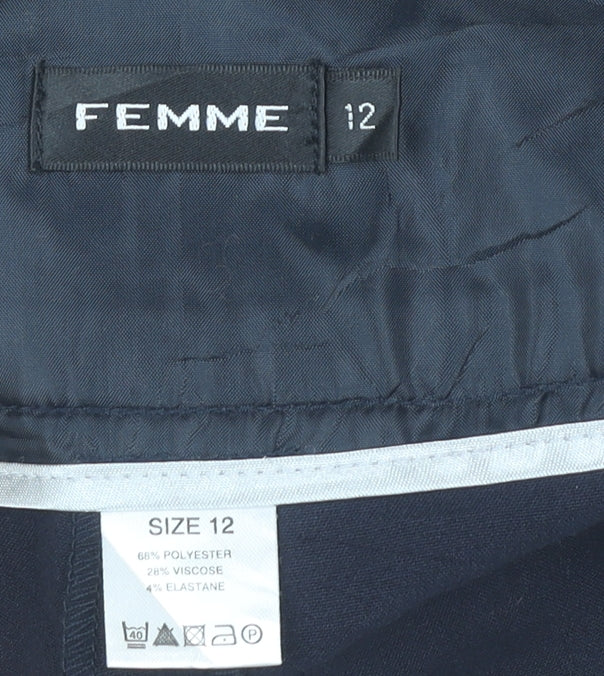 FEMME Women’s Black Straight Leg Trousers Size 12 with Buckle Detail