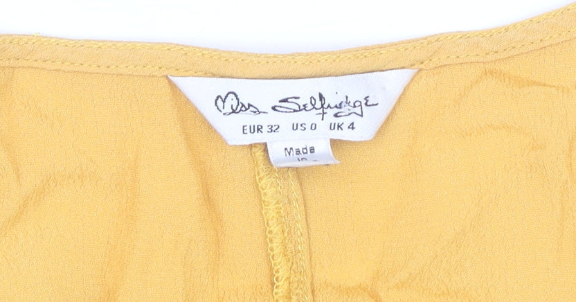 Miss Selfridge Women’s Yellow Fit & Flare Short Dress Size 4 Summer