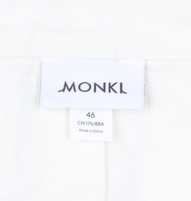 Monki Women Ivory Knee Length Pleated Skirt Size 18 Cotton Lined